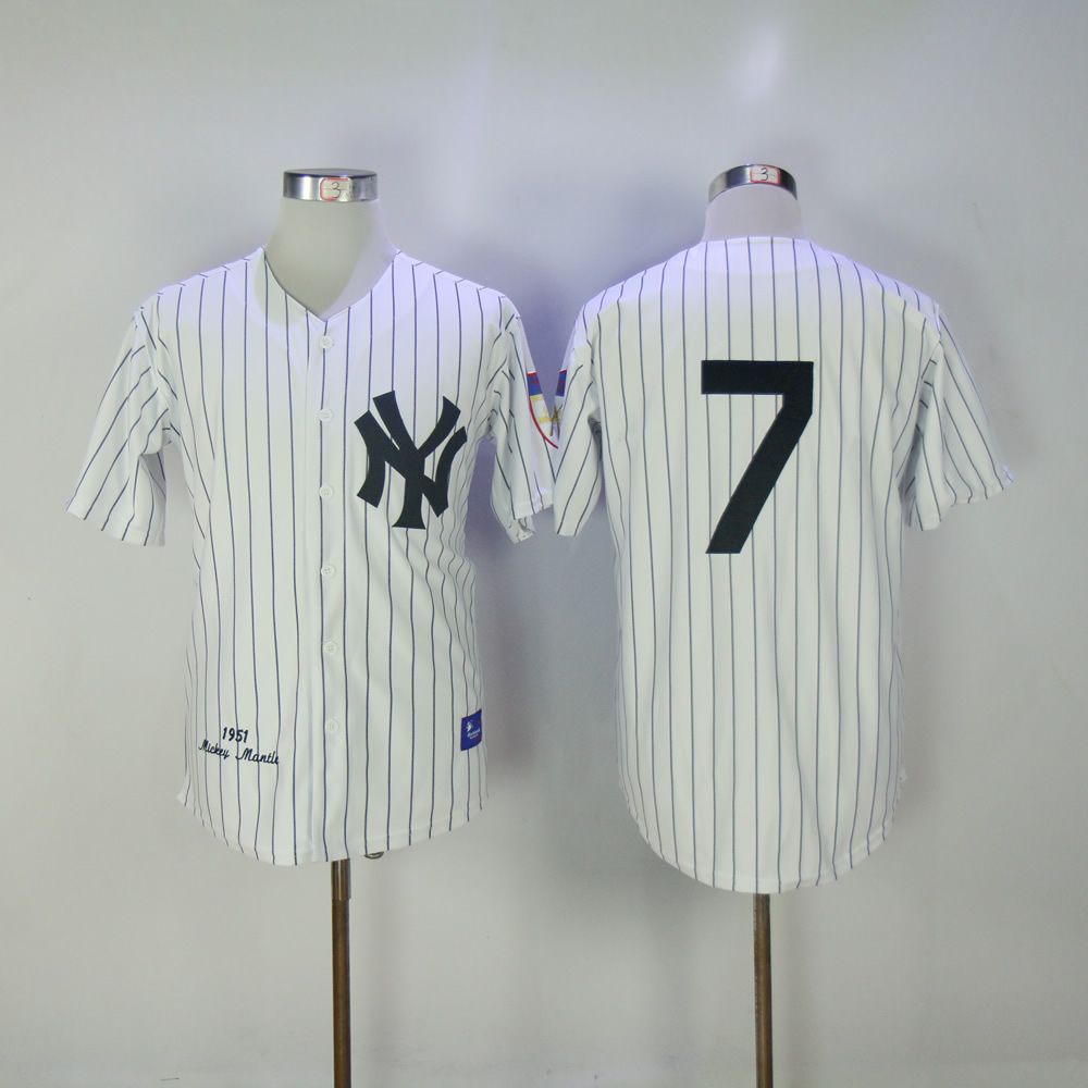 Men New York Yankees #7 No name White MLB Jerseys